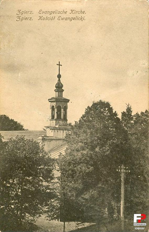 Kościół ewangelicko-augsburski w Zgierzu na starej pocztówce (ok. 1914–1918). Źródło: http://fotopolska.eu/170187,foto.html?o=b42441&p=1